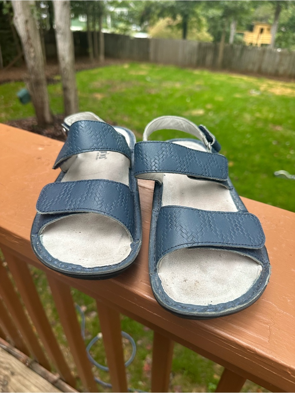 Alegria blue leather sandals
